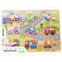 TOOKY TOY Wooden Montessori Puzzle Transport Vehicles with Matching Pins