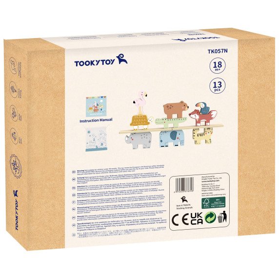 TOOKY TOY Wooden Blocks Puzzle Animals Montessori 9 pcs.