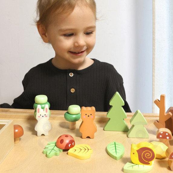 TOOKY TOY Forest Set Stackable Puzzle Blocks Figures