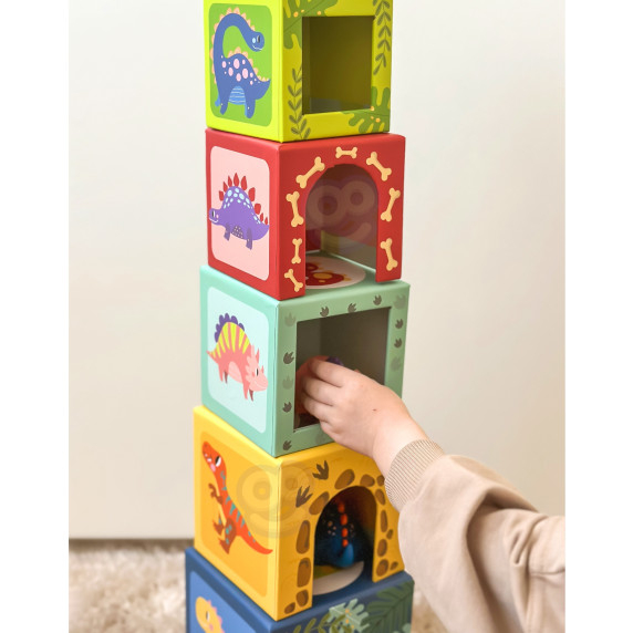 TOOKY TOY Wooden Blocks Educational Puzzle + 6 Play Figures 12 pcs.