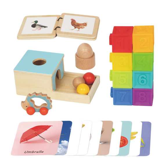 WOOPIE GREEN Box XXL Montessori Educational 6-in-1 Sensory Box 7-8 Months 26 pcs FSC