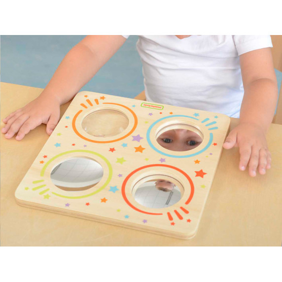 MASTERKIDZ Montessori Sensory Mirror Board and Curved Lenses