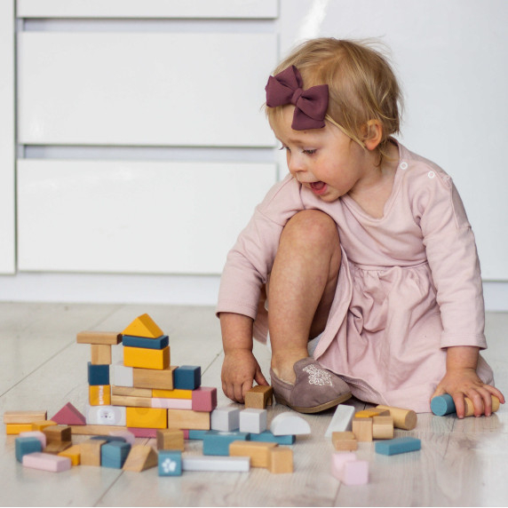 VIGA PolarB Set of wooden blocks in a bucket - 60 pieces