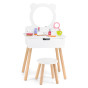 VIGA Large White Wooden Dressing Table with Mirror and Chair