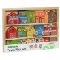 TOOKY TOY Wooden Set of Buildings and Figures City