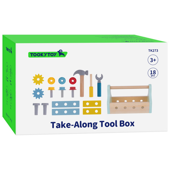 TOOKY TOY Wooden Tool Box Set 18 pcs.