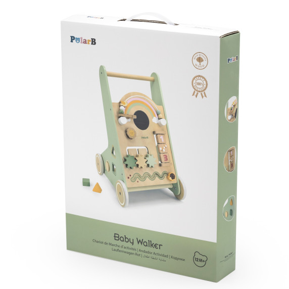VIGA PolarB Wooden Push Walker Green Educational
