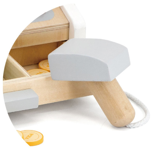 VIGA Wooden Cash Register Gray and White