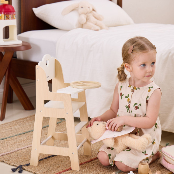 VIGA PolarB White Wooden Feeding Chair for Dolls