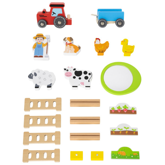 VIGA Wooden Farm Farmer's House with Garden and Tractor 21 pieces