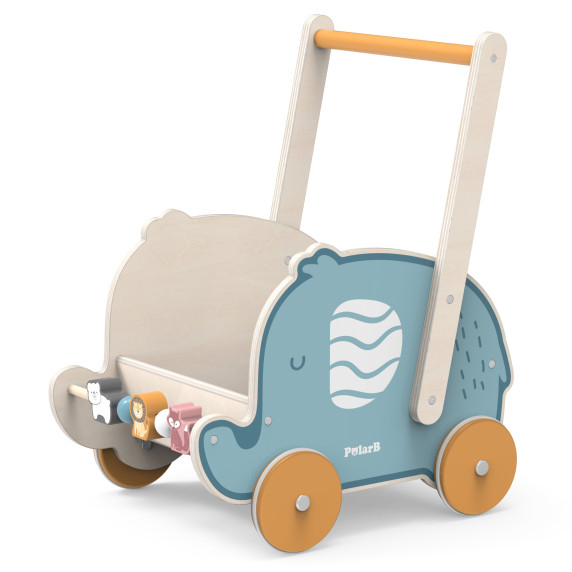 VIGA PolarB Wooden 2-in-1 Stroller, Walker, Elephant