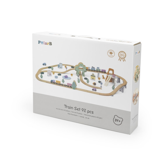 VIGA PolarB Wooden children's train track 90 pieces