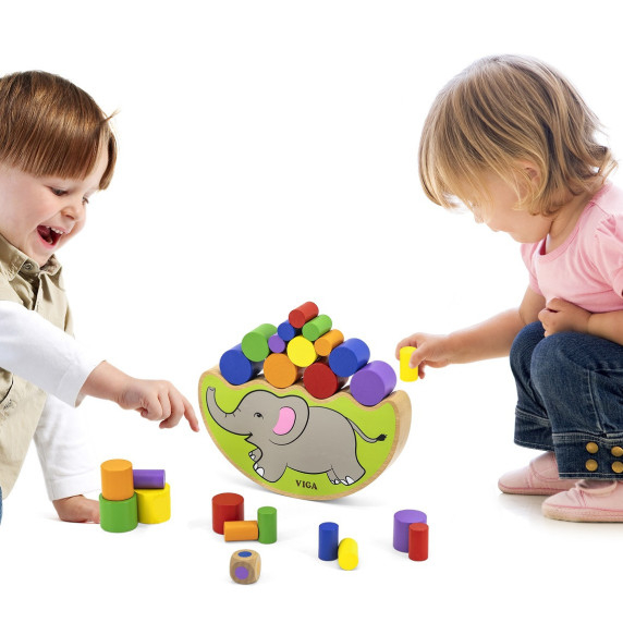 VIGA Wooden Balancing Elephant Montessori Puzzle