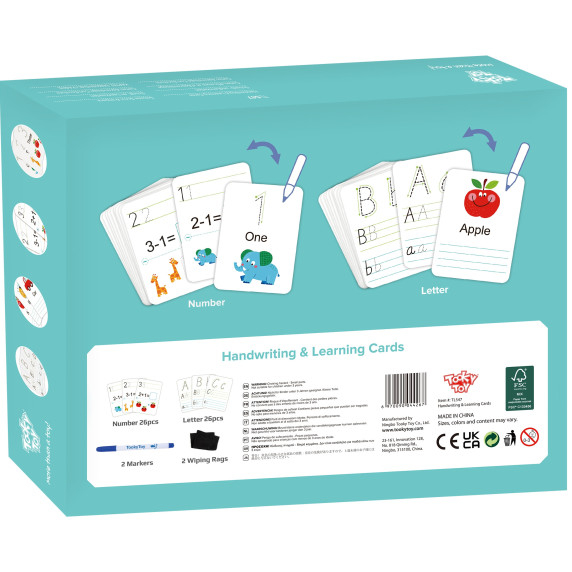 TOOKY TOY Educational Flashcards for learning to write