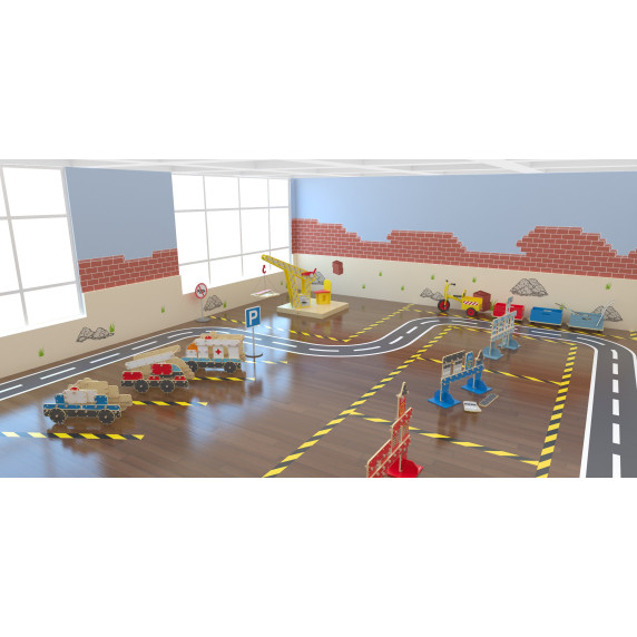 CLASSIC WORLD EDU Huge Wooden Construction Blocks Set Police Vehicles 89 pcs.