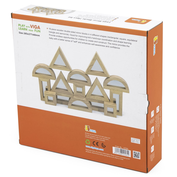 VIGA Wooden Mirror Blocks 16-piece puzzle