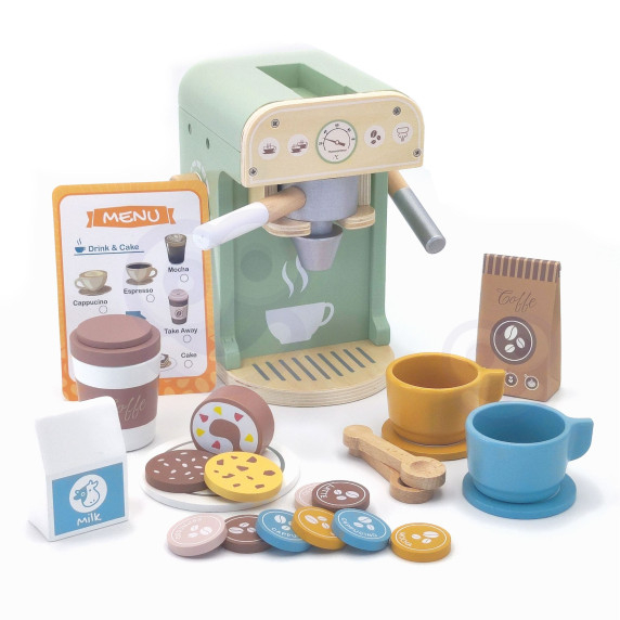 TOOKY TOY Wooden Coffee Maker Barista Cafe