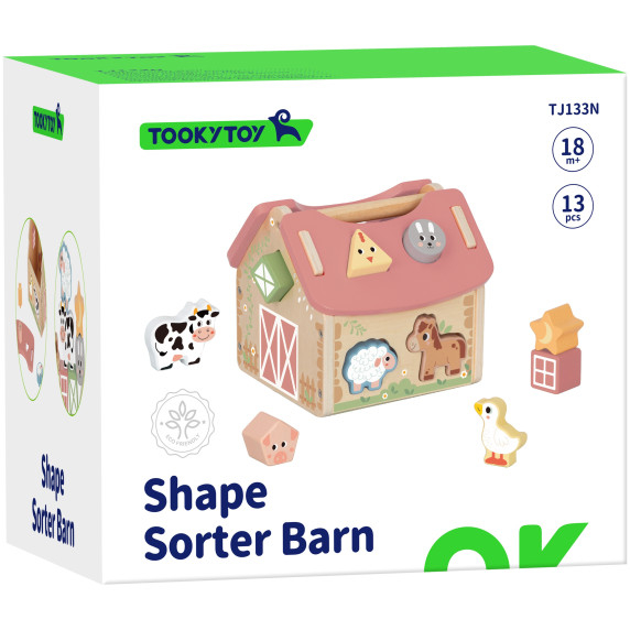 TOOKY TOY Farm Wooden Animal Shape Sorter