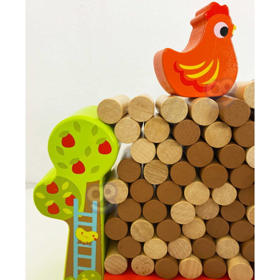 TOOKY TOY Arcade Game Falling Hen Wooden Farm