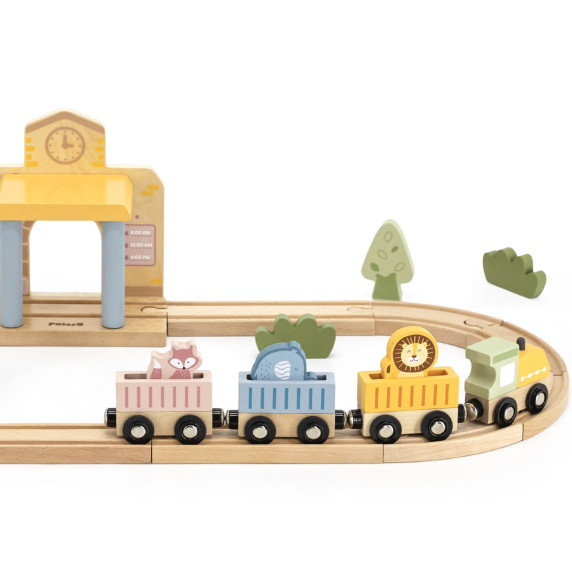 Viga PolarB Wooden Train Set 30 pcs.
