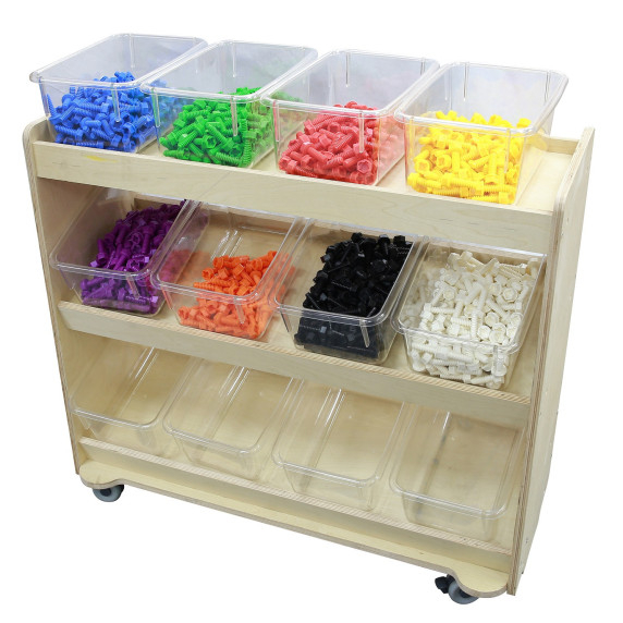 MASTERKIDZ Wooden Bookcase on Wheels with Shelves