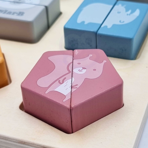 VIGA PolarB Wooden Puzzle Blocks - Animals
