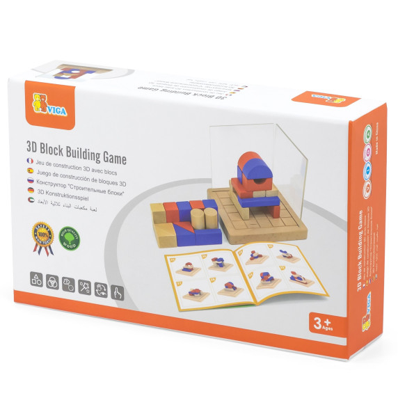 VIGA Wooden Building Game 3D Montessori Blocks