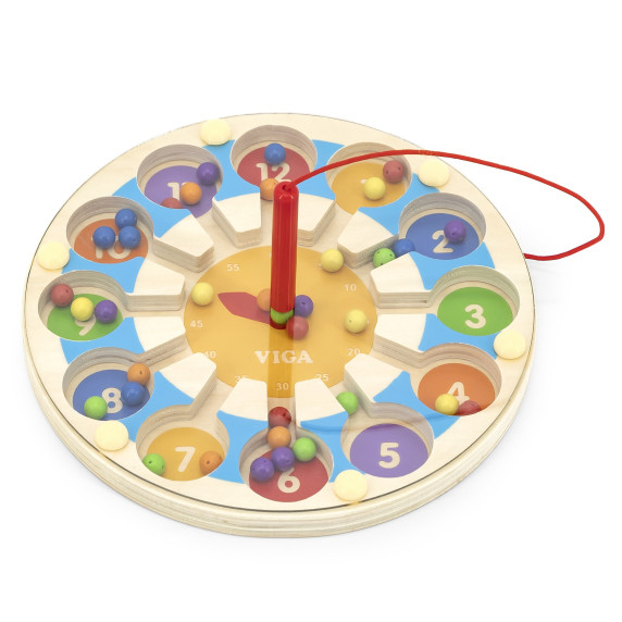 VIGA Wooden Magnetic Game Magnetic Maze Clock