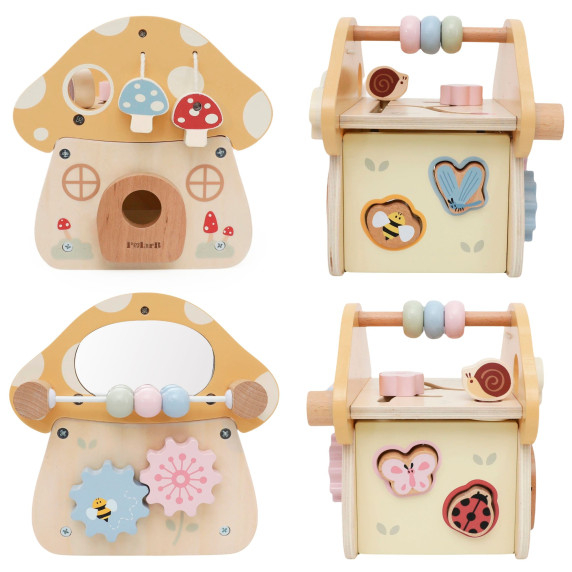 VIGA Wooden Mushroom Activity Sorter Maze Mirror 18M+