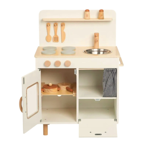 TOOKY TOY Wooden Beige Kitchen with Accessories