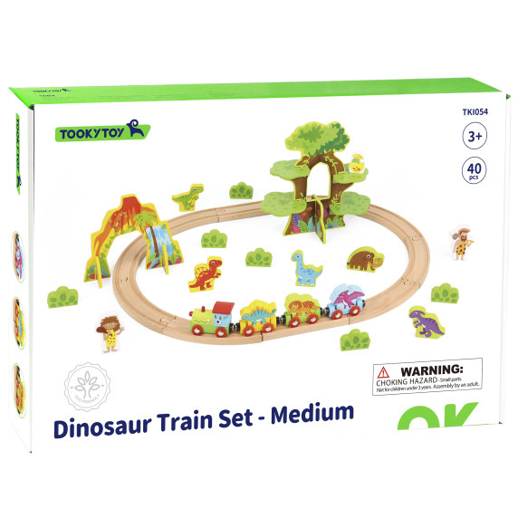 TOOKY TOY Wooden Magnetic Train Dinosaurs + Figures