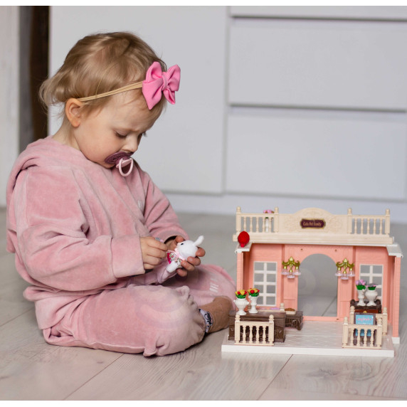 WOOPIE Dollhouse Rabbit Family Flower Shop + Figurine