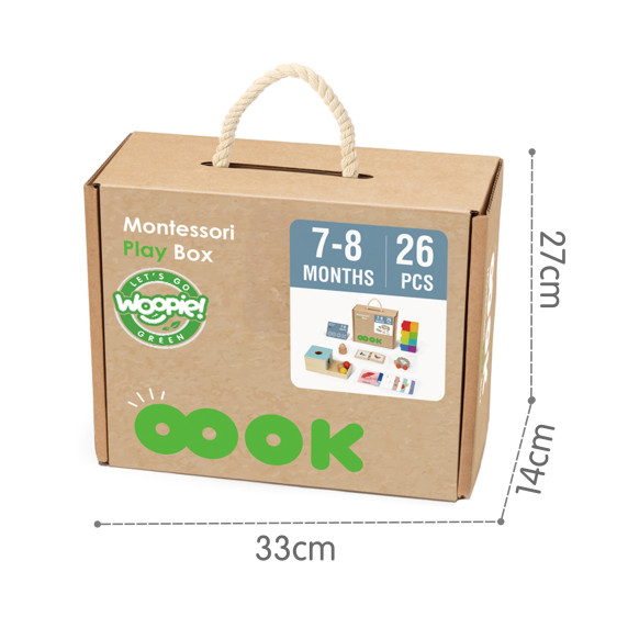 WOOPIE GREEN Box XXL Montessori Educational 6-in-1 Sensory Box 7-8 Months 26 pcs FSC