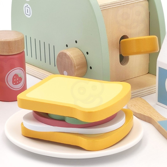 WOOPIE GREEN Wooden Toaster Breakfast Set with Accessories 14 pcs FSC