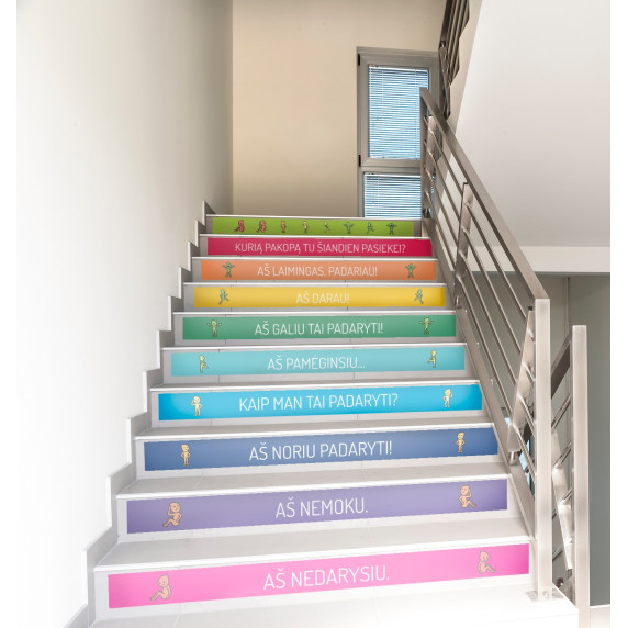 UZVARAS KĀPŅI Iekļaujot kāpņu līmējamos uzlīmju zīmējumus