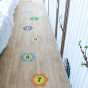 SMALL BRIGHT FLOWERS WITH NUMBERS Floor sticker