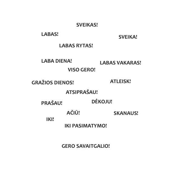 Ord av MANDAGUMO klistermärken på väggen