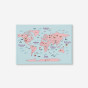 PINK WORLD MAP WITH ANIMALS painting on canvas