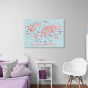 PINK WORLD MAP WITH ANIMALS painting on canvas