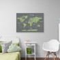 GREEN WORLD MAP WITH ANIMALS painting on canvas