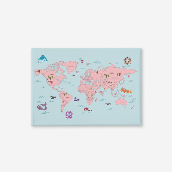 PINK WORLD MAP painting on canvas
