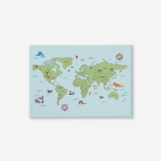GREEN WORLD MAP painting on canvas