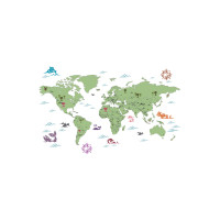 WORLD MAP OF COUNTRIES IN LITHUANIAN LANGUAGE Educational wall sticker