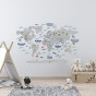 WORLD MAP OF COUNTRIES WITH ANIMALS IN LITHUANIAN LANGUAGE Educational wall sticker