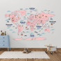 WORLD MAP OF COUNTRIES WITH ANIMALS IN LITHUANIAN LANGUAGE Educational wall sticker