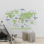WORLD MAP OF COUNTRIES WITH ANIMALS IN LITHUANIAN LANGUAGE Educational wall sticker