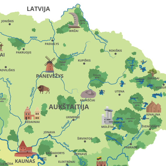 KARTES PAR LIETUVU LIEPĀJU VALODA Pedagoģisks sienas uzlīmju attēls