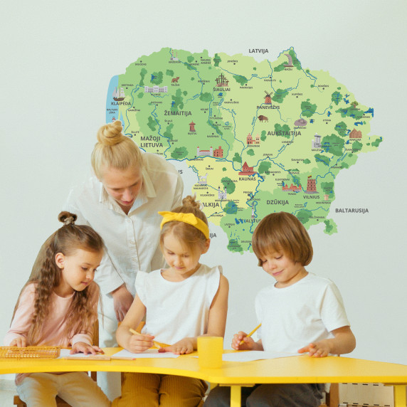 KARTES PAR LIETUVU LIEPĀJU VALODA Pedagoģisks sienas uzlīmju attēls