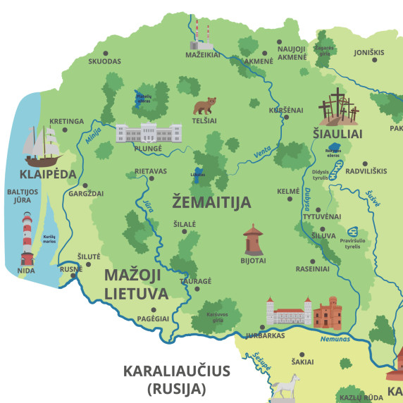 KARTES PAR LIETUVU LIEPĀJU VALODA Pedagoģisks sienas uzlīmju attēls